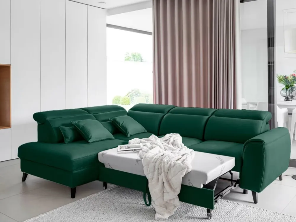 Narożnik z funkcją spania Noble L Nube 35 ciemny zielony * Eltap Discount