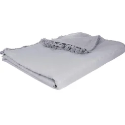 Narzuta na łóżko 230x250 frędzle szara