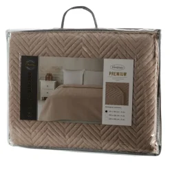Narzuta LEN/3 200x220 ciemny beż jodełka * EUROFIRANY B.B. Choczyńscy Sp.J. Outlet
