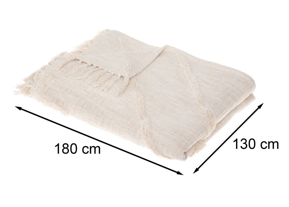 Narzuta na łóżko Inca 130x180 cm kremowa * Atmosphera Discount