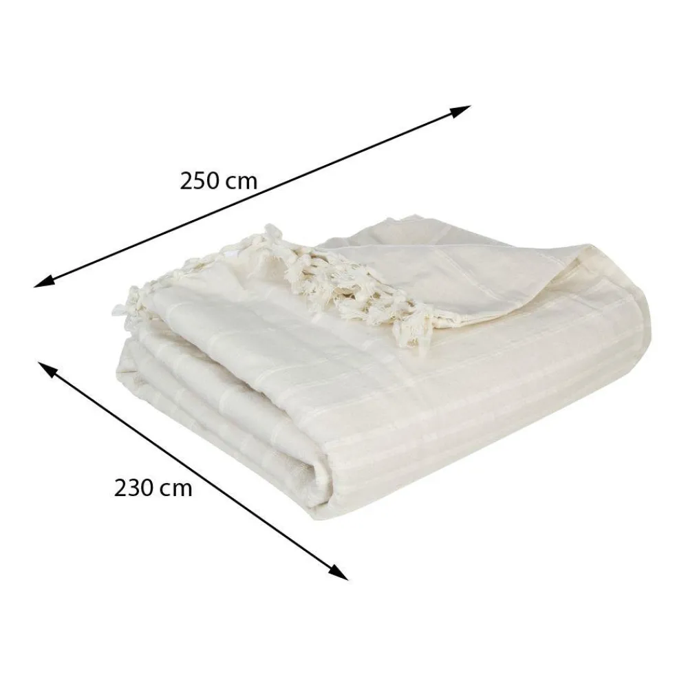 Narzuta na łóżko 230x250 frędzle kremowa * Atmosphera Online