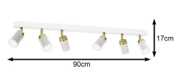 Nowoczesna lampa biało złota Reno x6