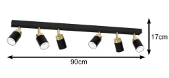 Nowoczesna lampa czarno złota Reno x6