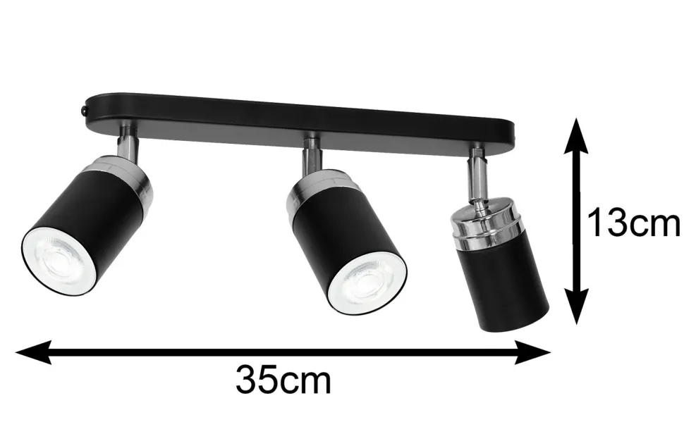Nowoczesna lampa sufitowa czarna Reno x3