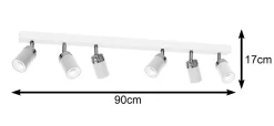 Nowoczesna lampa sufitowa biała Reno x6