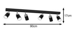 Nowoczesna lampa sufitowa czarna Reno x6 * Luminex Clearance