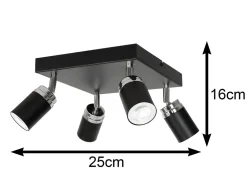 Nowoczesna lampa sufitowa czarna Reno x4 * Luminex Hot