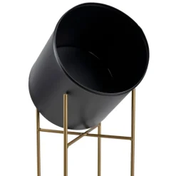 Nowoczesny kwietnik metalowy stojak złoto czarny 95 cm
