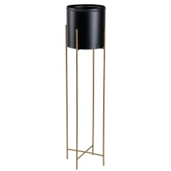 Nowoczesny kwietnik metalowy stojak złoto czarny 95 cm