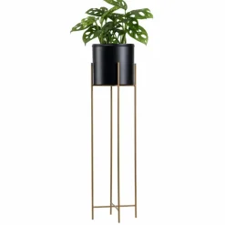 Nowoczesny kwietnik metalowy stojak złoto czarny 95 cm
