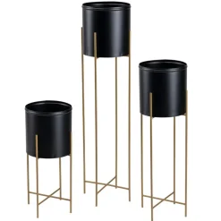 Nowoczesny kwietnik metalowy stojak złoto czarny 95 cm