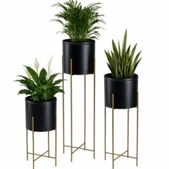 Nowoczesny kwietnik metalowy stojak złoto czarny 95 cm