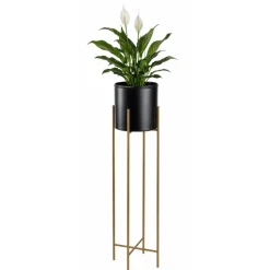Nowoczesny kwietnik metalowy stojak złoto czarny 95 cm