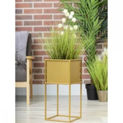 Nowoczesny kwietnik stojak złotym 50 cm GLAM