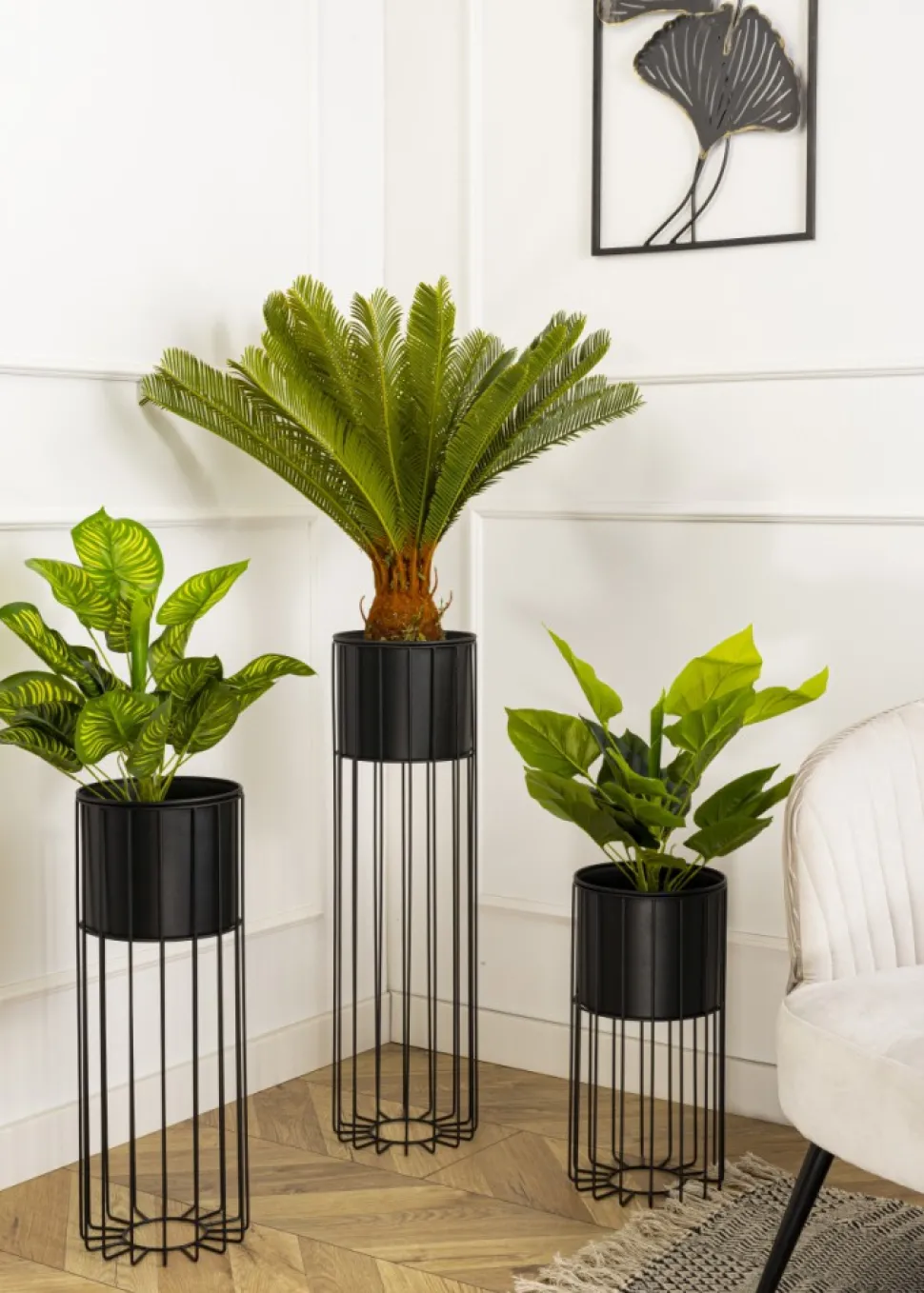 Nowoczesny kwietnik z osłonką 55 cm LOFT metalowy