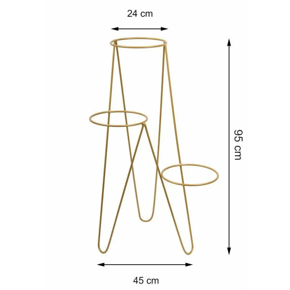 Nowoczesny potrójny kwietnik 95 cm złoty GLAM
