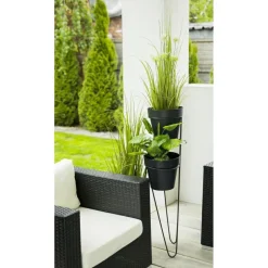 Nowoczesny potrójny kwietnik 95 cm czarny LOFT