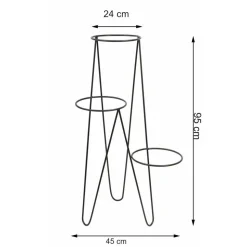 Nowoczesny potrójny kwietnik 95 cm czarny LOFT