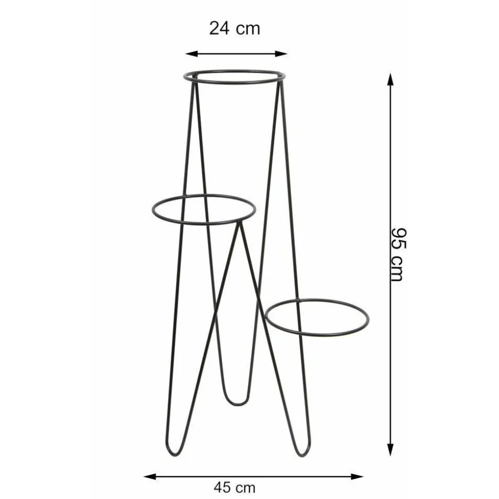 Nowoczesny potrójny kwietnik 95 cm czarny LOFT