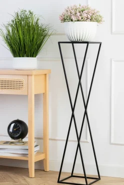 Nowoczesny kwietnik stojący 100 cm czarny * HowHomely Discount