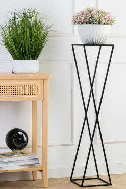 Nowoczesny kwietnik stojący 100 cm czarny * HowHomely Discount