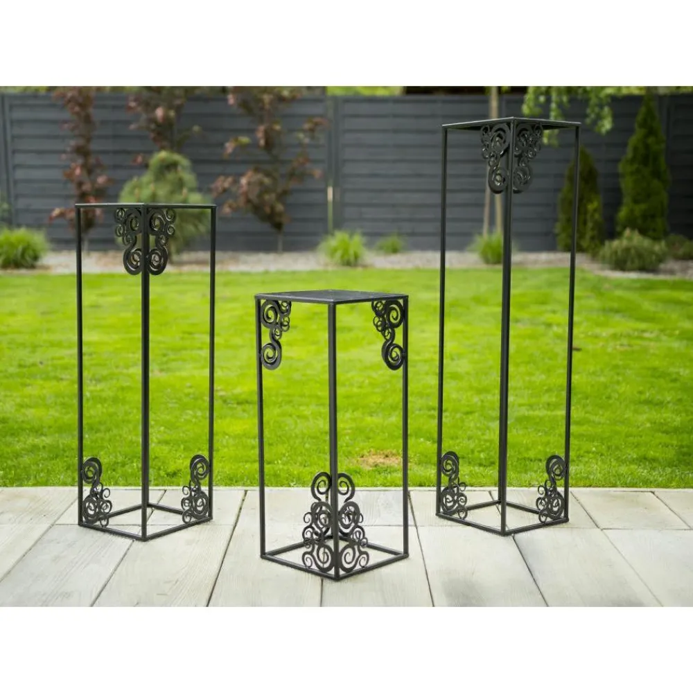 Nowoczesny stojący kwietnik 80 cm czarny LOFT * HowHomely Outlet