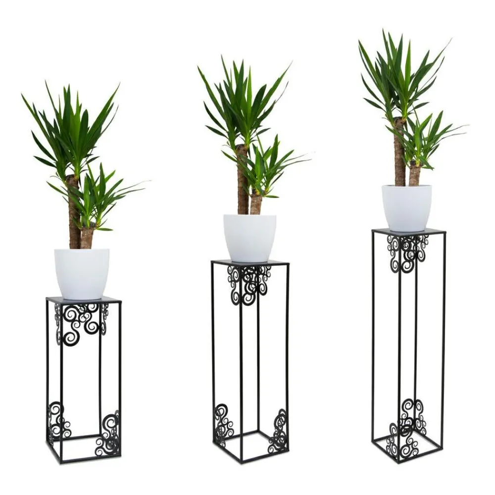 Nowoczesny stojący kwietnik 80 cm czarny LOFT * HowHomely Outlet