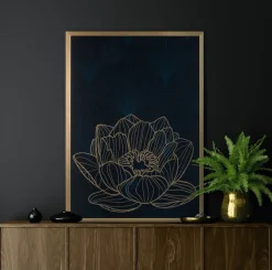 Obraz LOTOS8 53x73 cm złoty kwiat lotosu