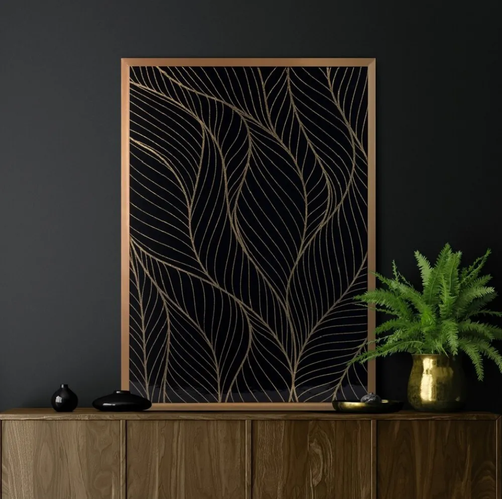 Obraz LOTOS4 53x73 cm złoty liście * EUROFIRANY B.B. Choczyńscy Sp.J. Best