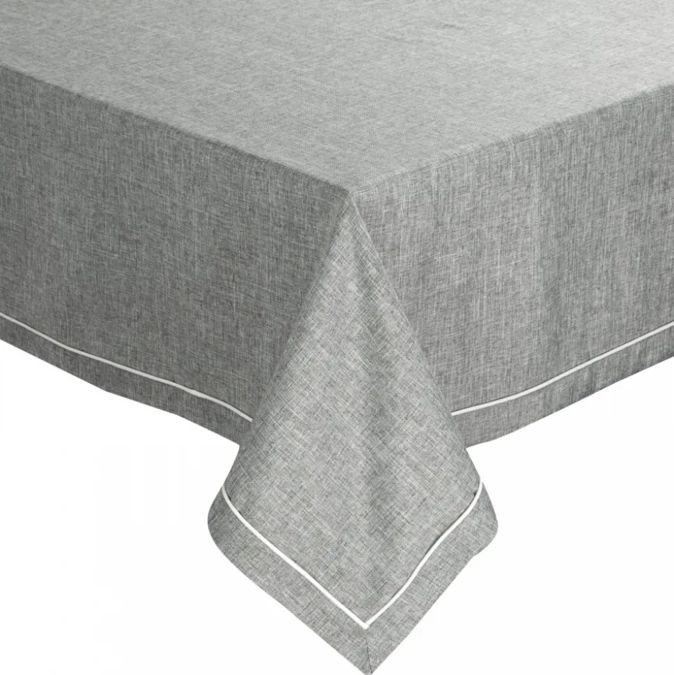 Obrus MEGI 140x220 cm popielaty lamówka