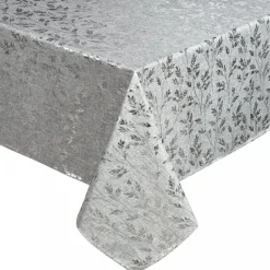 Obrus SIMONA 140x220 cm srebrny gałązki