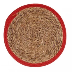 Okrągła podkładka pleciona 35 cm czerwony brzeg * KINVARA New