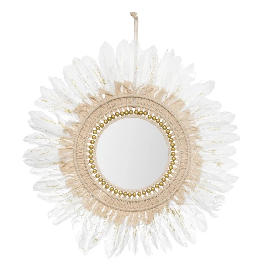 Okrągłe lustro ścienne boho 50cm białe * Atmosphera Sale