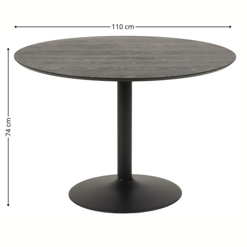 Okrągły czarny stół do jadalni Ibiza 110 cm