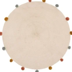 Okrągły dywan z pomponami 90 cm