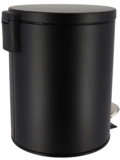 Okrągły kosz na śmieci 5L metalowy czarny z pedałem
