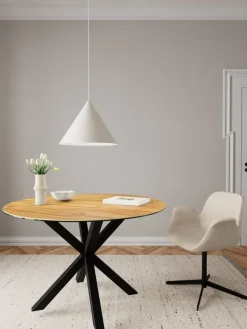 Okrągły stół ceramiczny blat z imitacją dębu Heaven