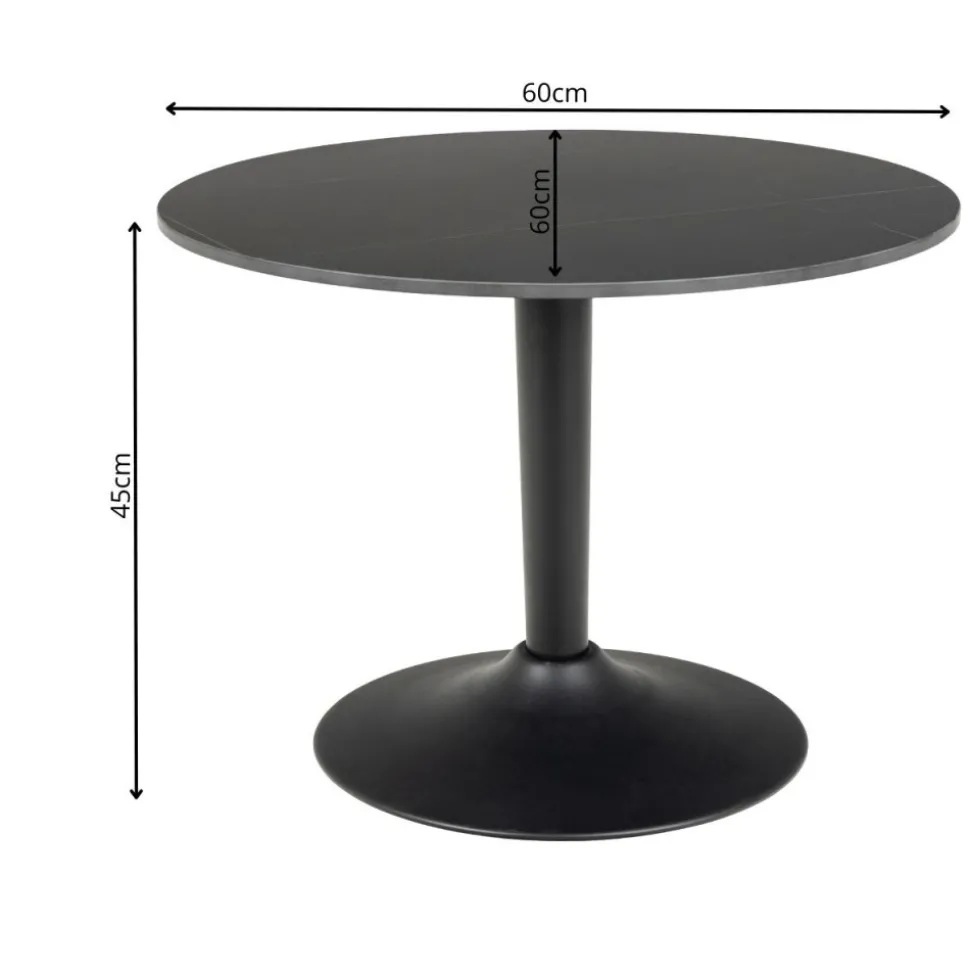 Okrągły stół ceramiczny blat 60 cm Malta czarny
