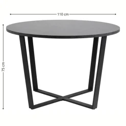 Okrągły stół do jadalni Amble czarny marmur 110 cm
