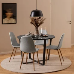 Okrągły stół do jadalni Amble czarny marmur 110 cm
