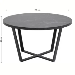 Okrągły stolik kawowy Amble czarny marmur 77 cm