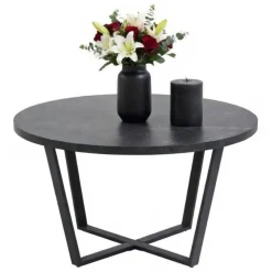 Okrągły stolik kawowy Amble czarny marmur 77 cm