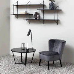Okrągły stolik kawowy Amble czarny marmur 77 cm