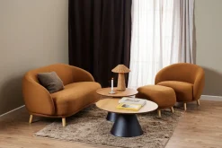 Okrągły stolik kawowy Soli 85 cm czarno-beżowy