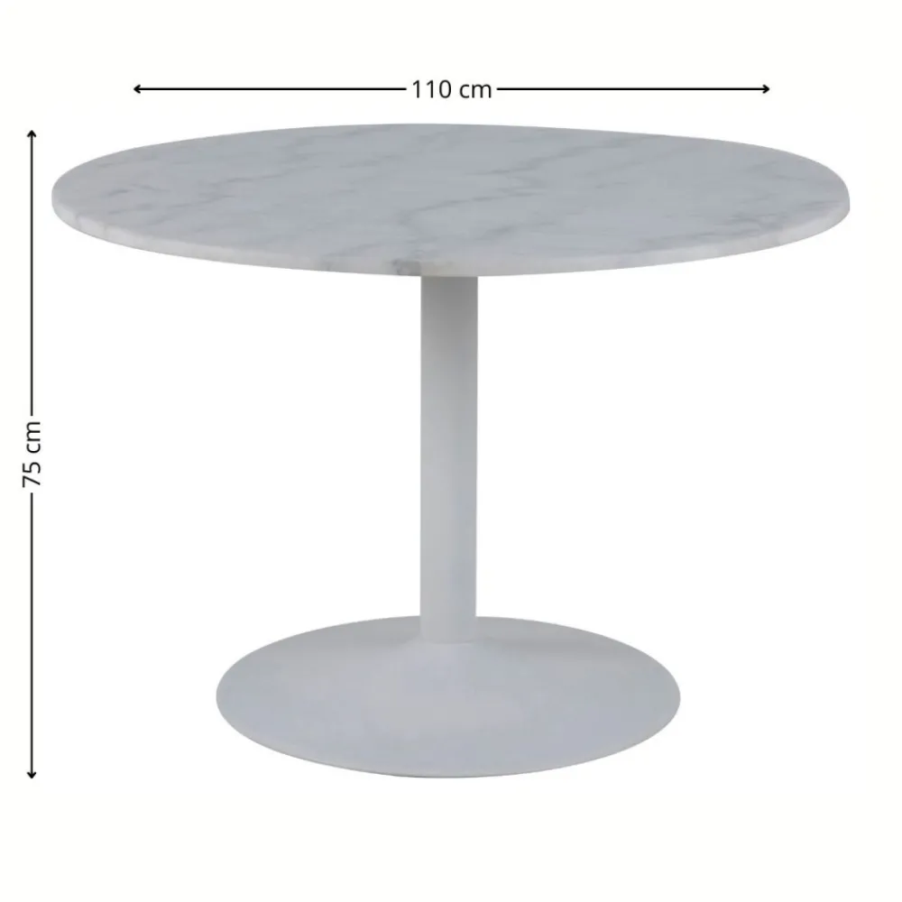 Okrągły biały stół marmurowy Tarifa 110 cm * Actona Best