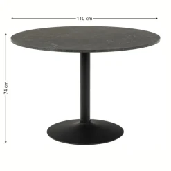 Okrągły czarny stół marmurowy Ibiza 110 cm * Actona Best