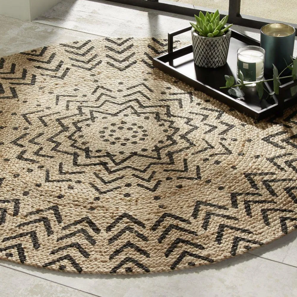Okrągły dywan jutowy 120 cm wzór 1 * Atmosphera New