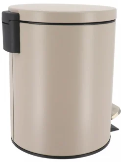 Okrągły kosz na śmieci 5L metalowy taupe z pedałem * TENDANCE Outlet