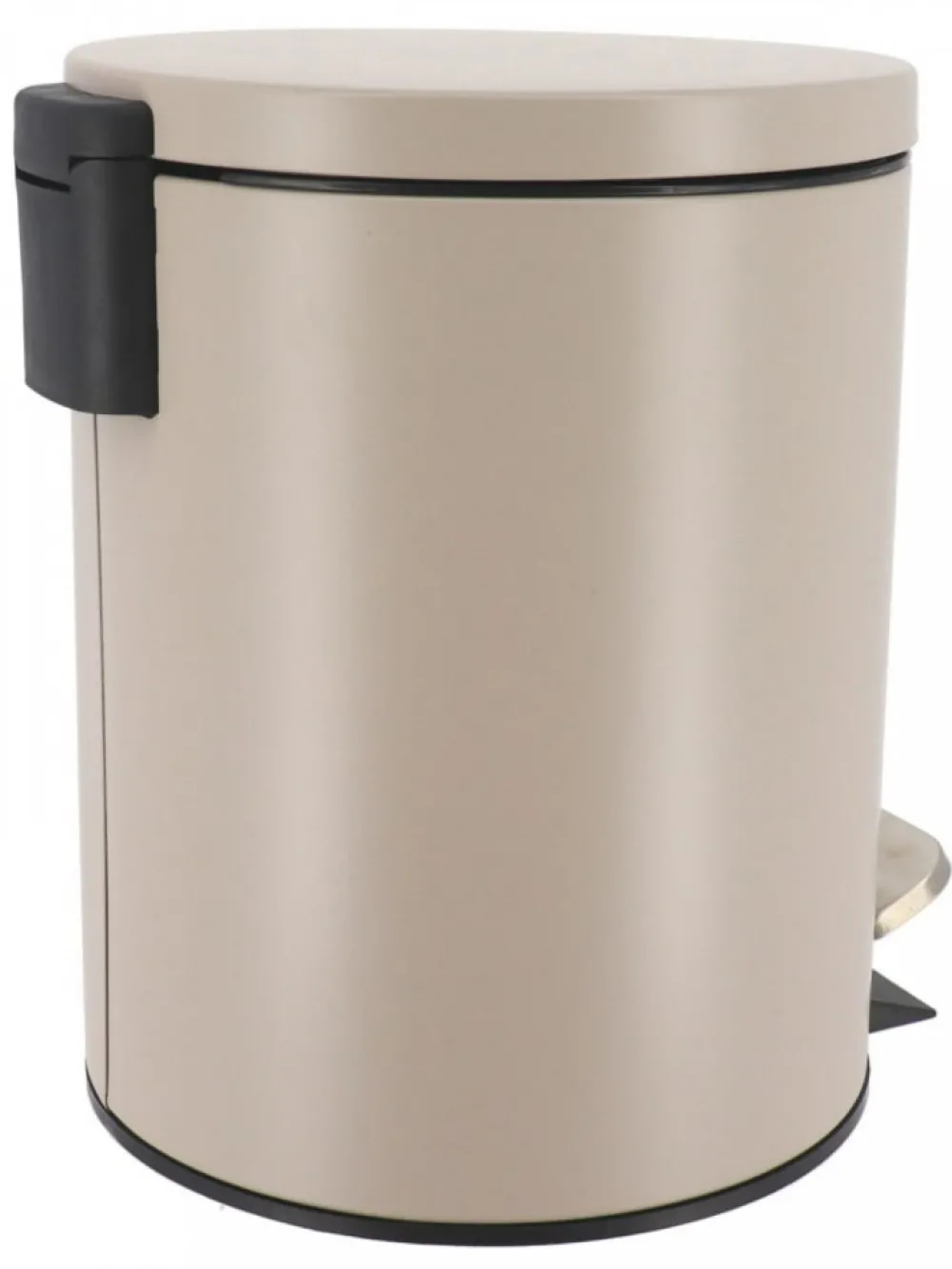 Okrągły kosz na śmieci 5L metalowy taupe z pedałem * TENDANCE Outlet
