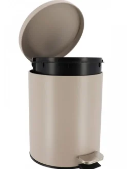 Okrągły kosz na śmieci 5L metalowy taupe z pedałem * TENDANCE Outlet
